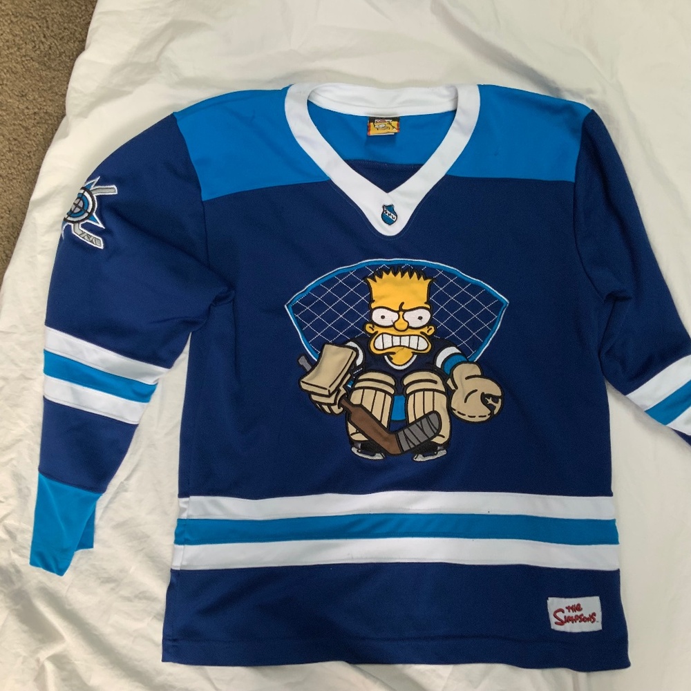 Rare 2005 Vintage Official Bart Simpson Hockey Jersey Youth XL
